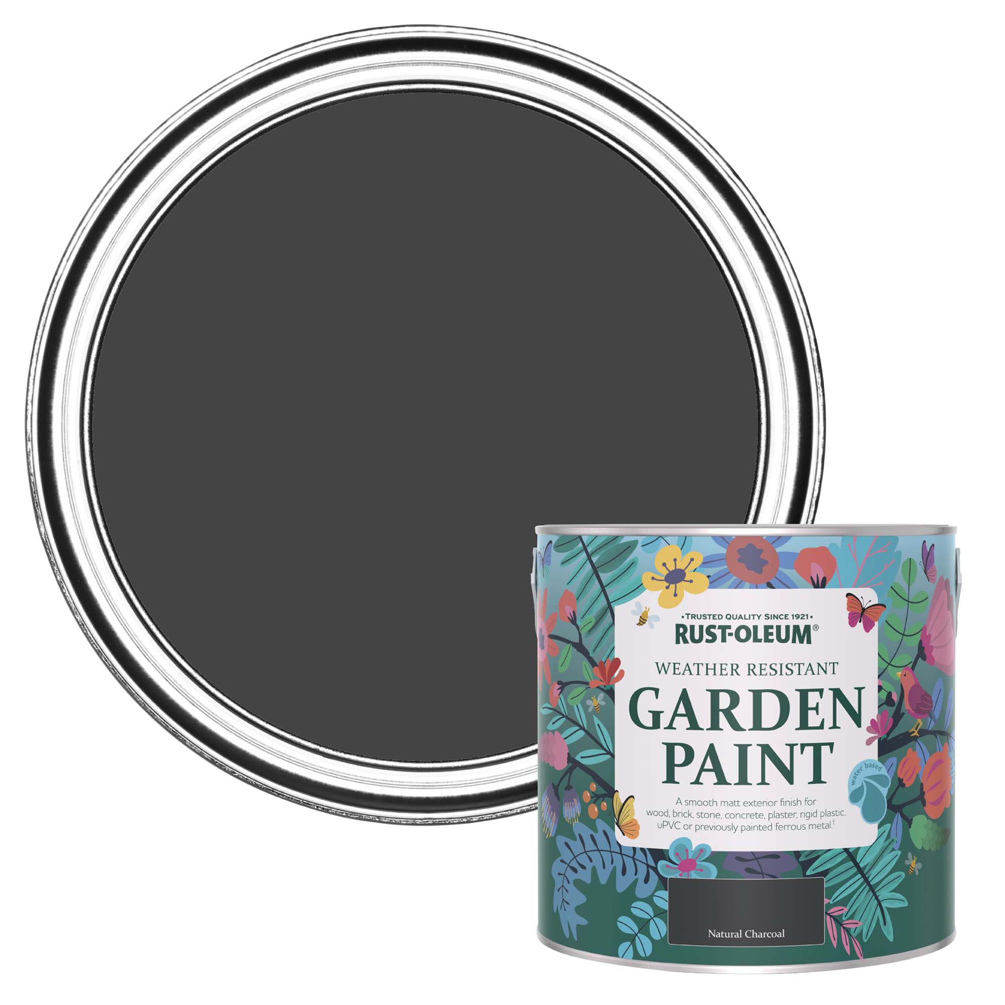 Rust-Oleum Natural Charcoal Matt Multi-surface Garden Paint, 2.5L Tin