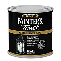 Rust-Oleum Painter's touch Black Satin Multi-surface paint, 250ml