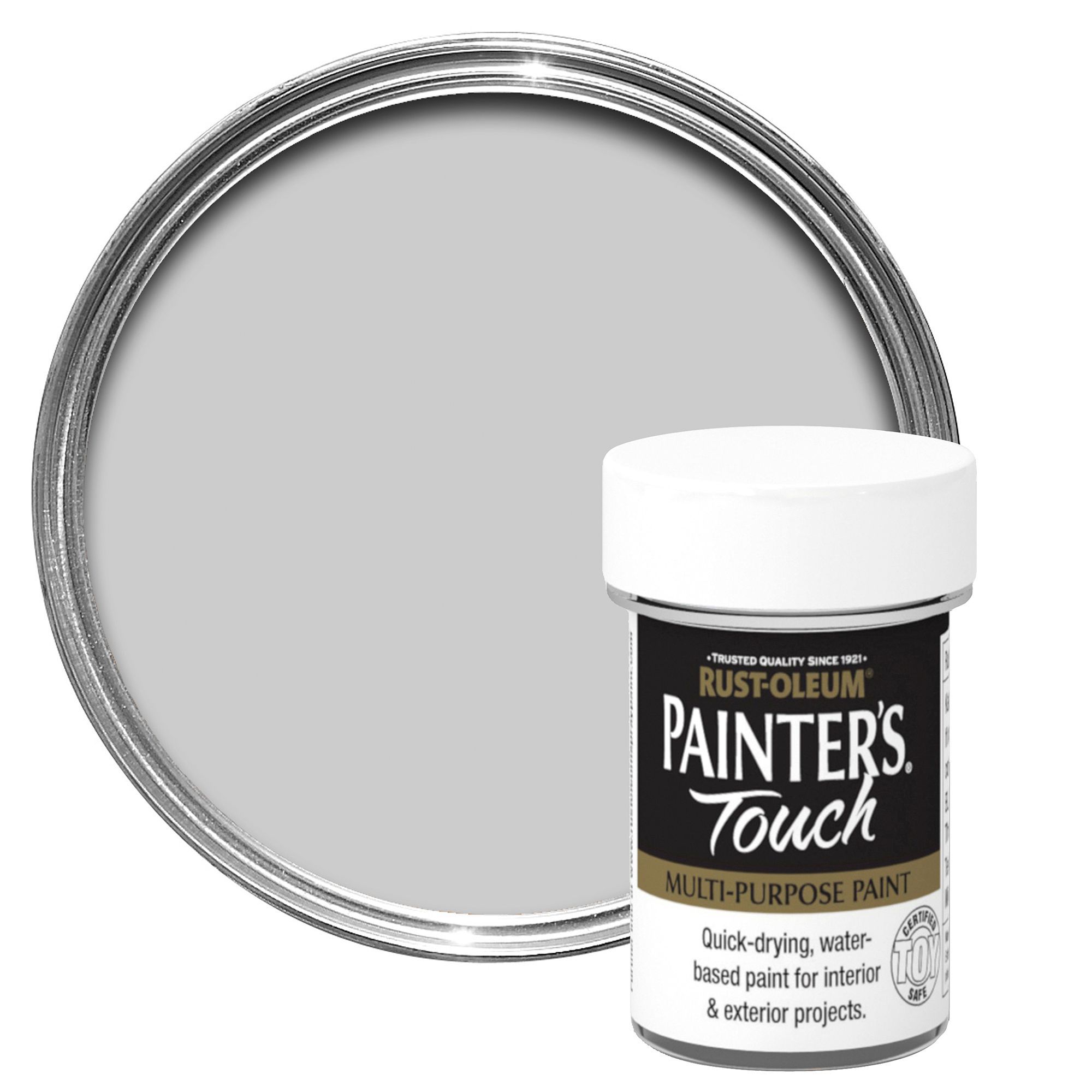 RustOleum Painter's touch Light grey Gloss Multisurface paint, 20ml