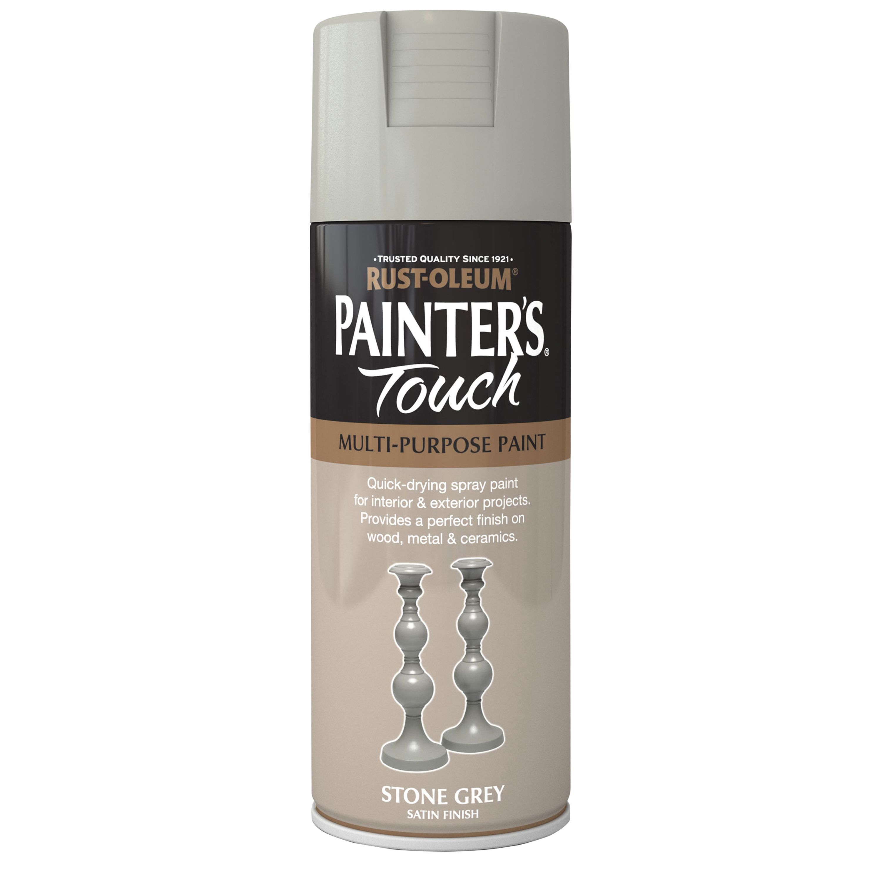 Rust-Oleum Painter's Touch Stone grey Satinwood Multi-surface Decorative spray paint, 400ml