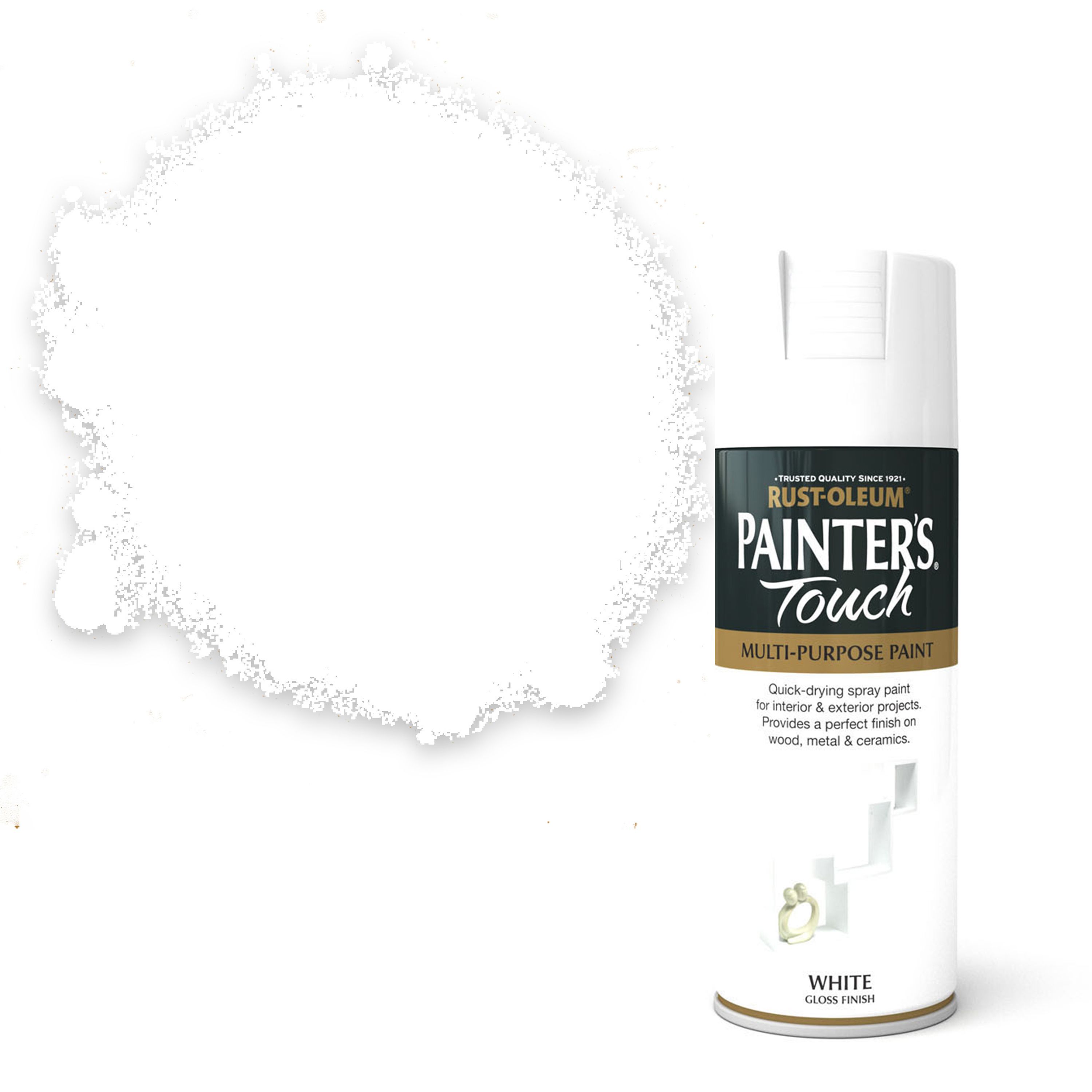 Rust Oleum Painter s Touch White Gloss Multi surface Decorative spray paint 400ml