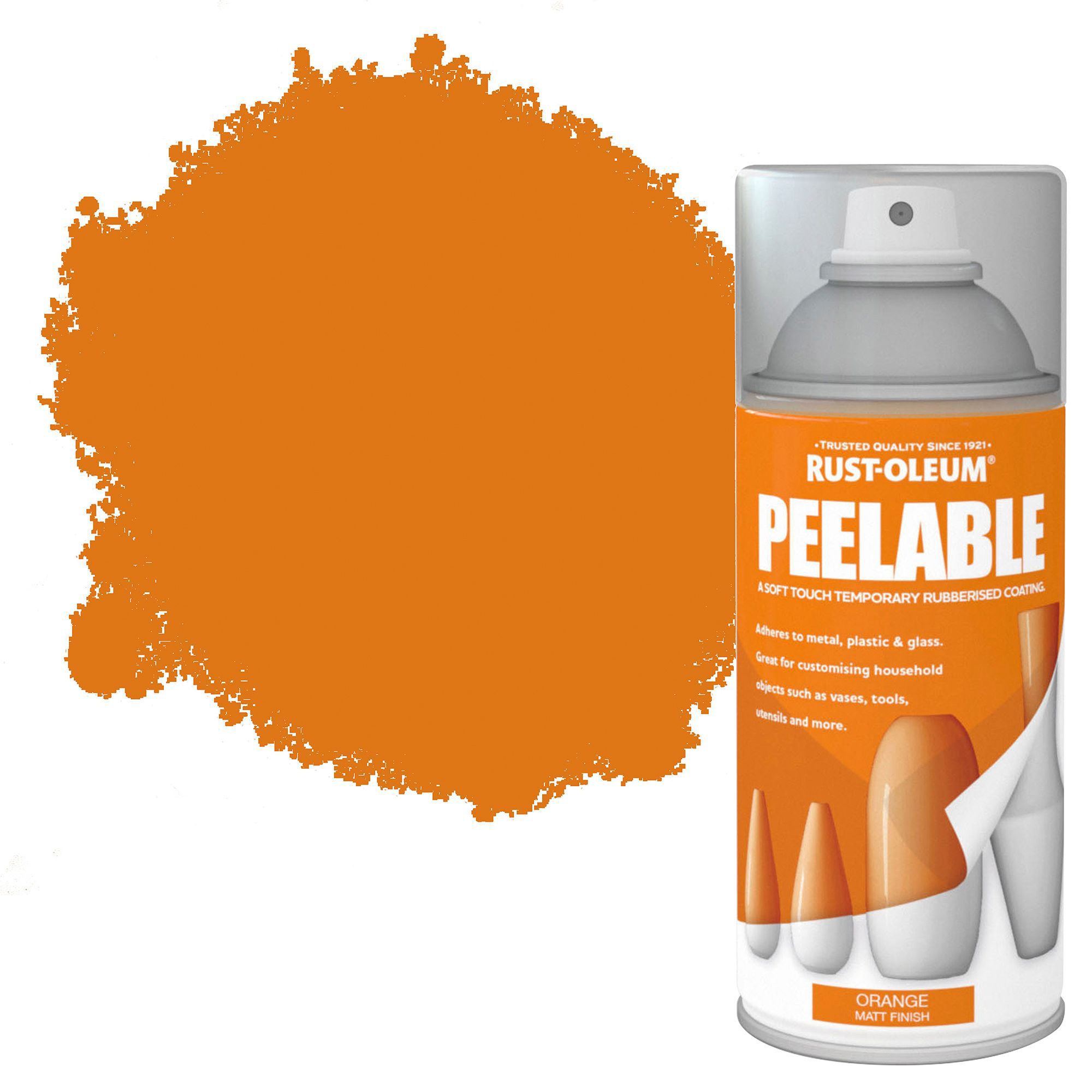 RustOleum Peelable Orange Matt Spray paint, 150ml DIY at B&Q
