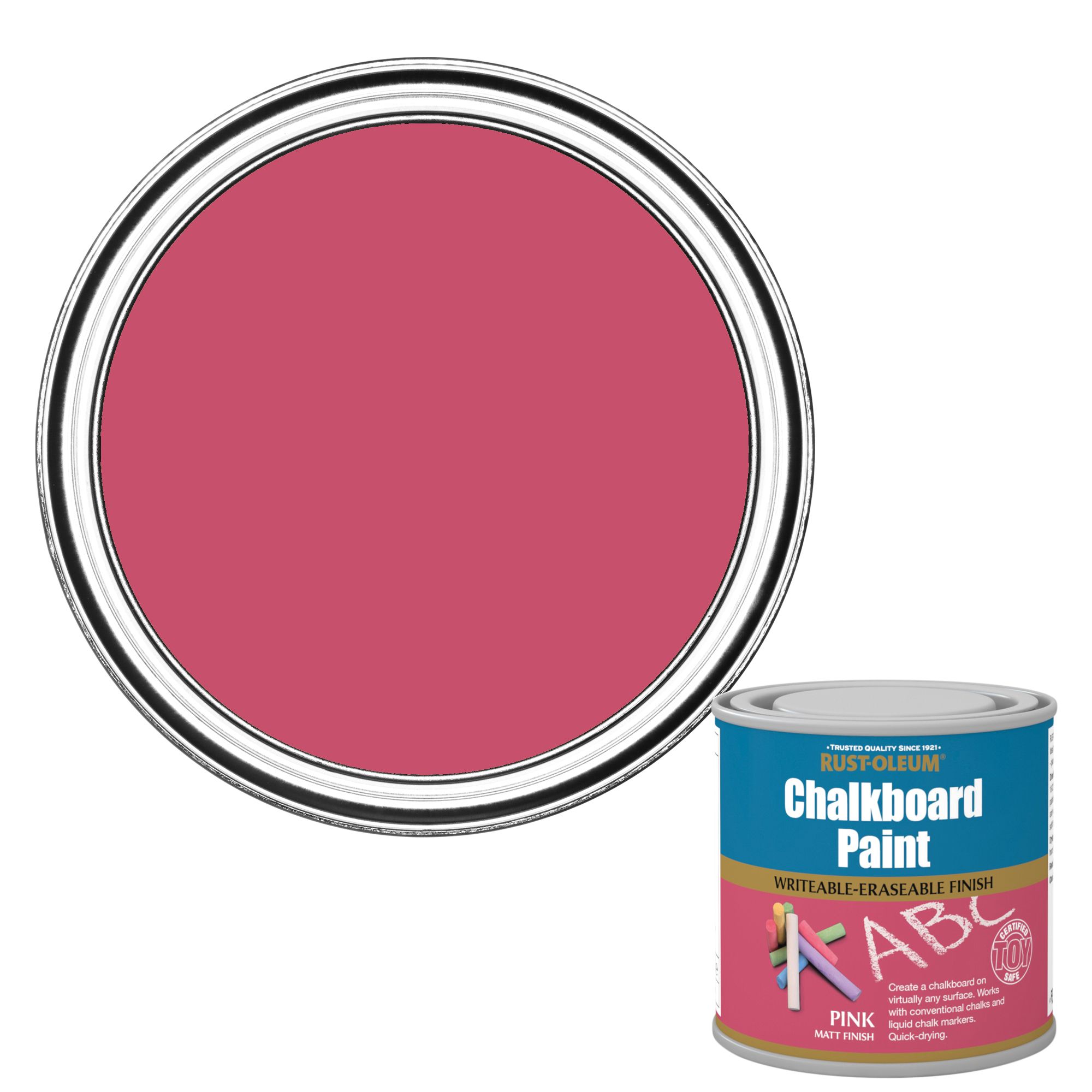 RustOleum Pink Matt Chalkboard paint, 0.25L DIY at B&Q