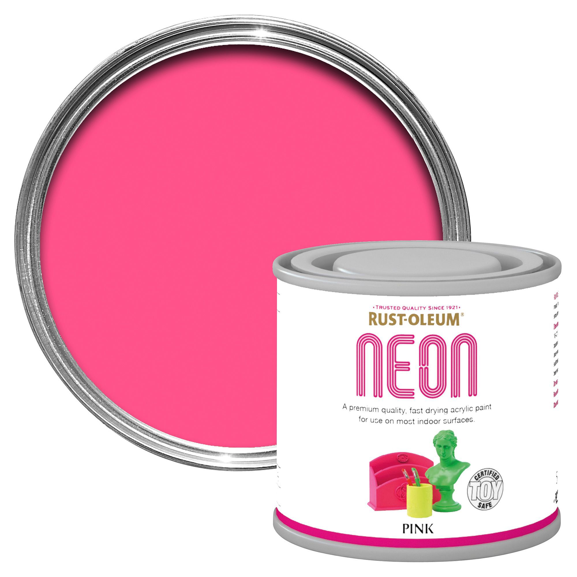 Rust-Oleum Pink Matt Multi-surface Neon paint, 125ml