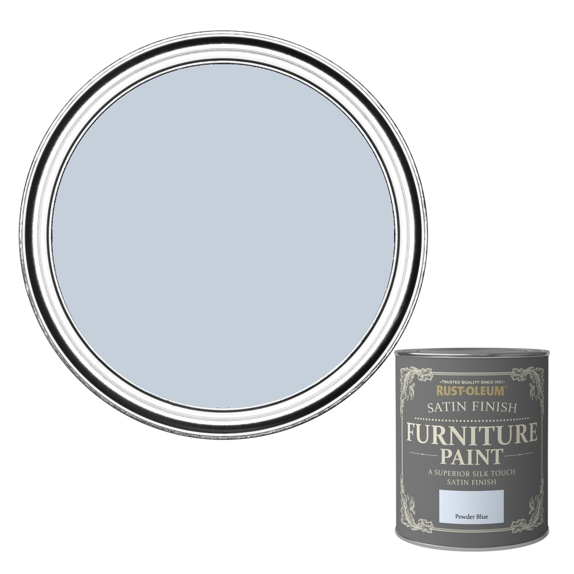 RustOleum Powder blue Satinwood Furniture paint, 750ml DIY at B&Q