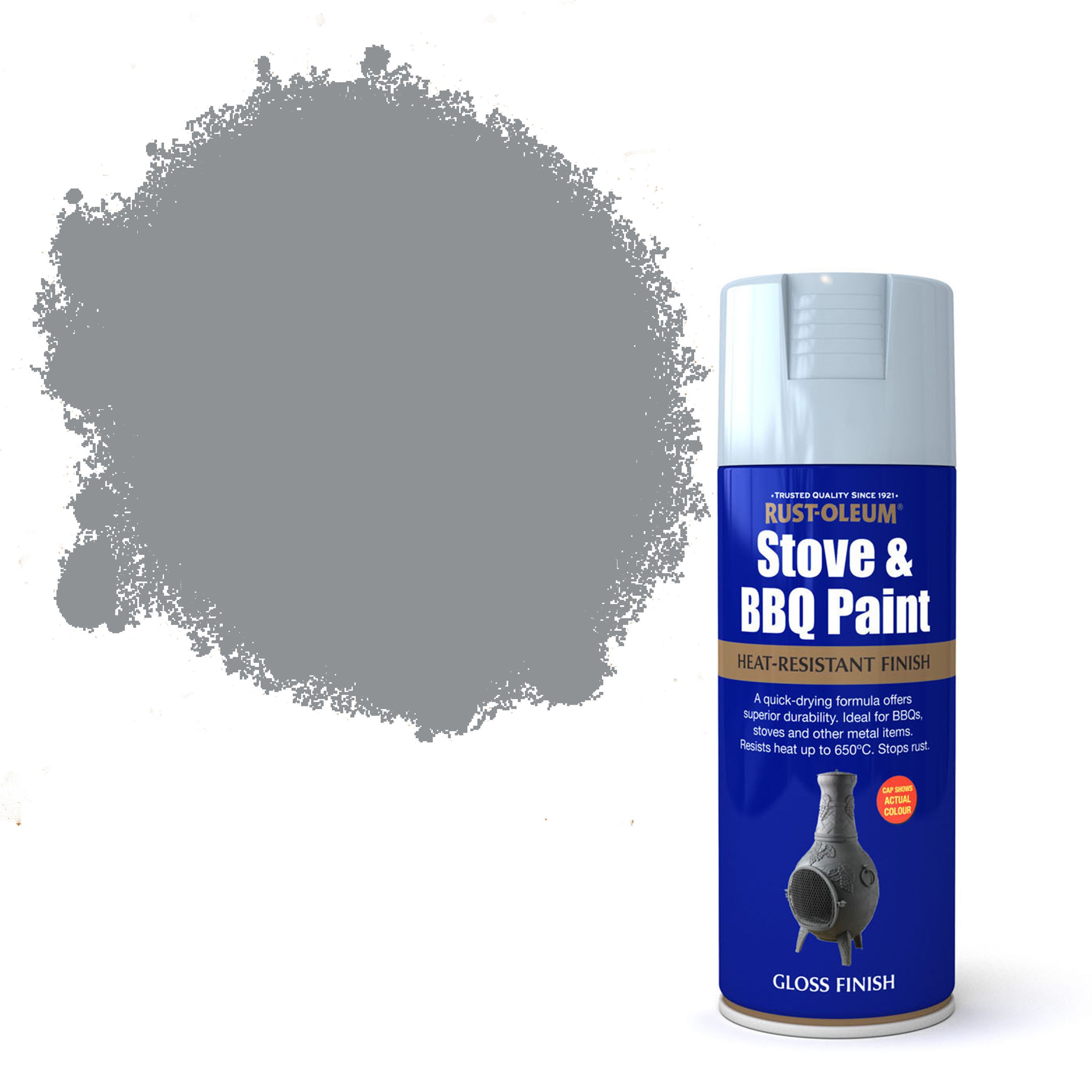 Rust-Oleum Stove & BBQ Matt Silver effect Multi-surface Protector Spray paint, 400ml