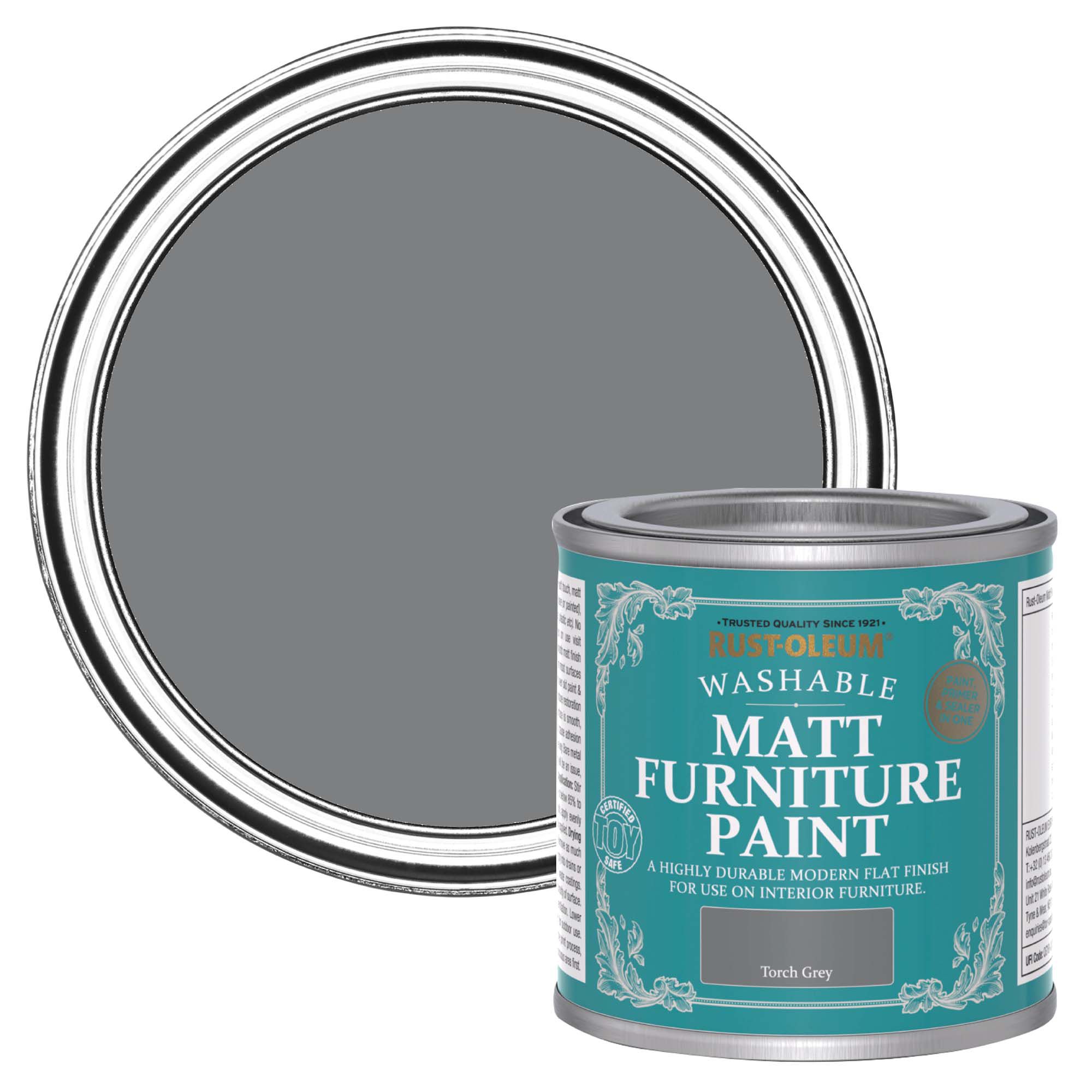 Rust-Oleum Torch Grey Matt Multi-room Furniture paint, 125ml