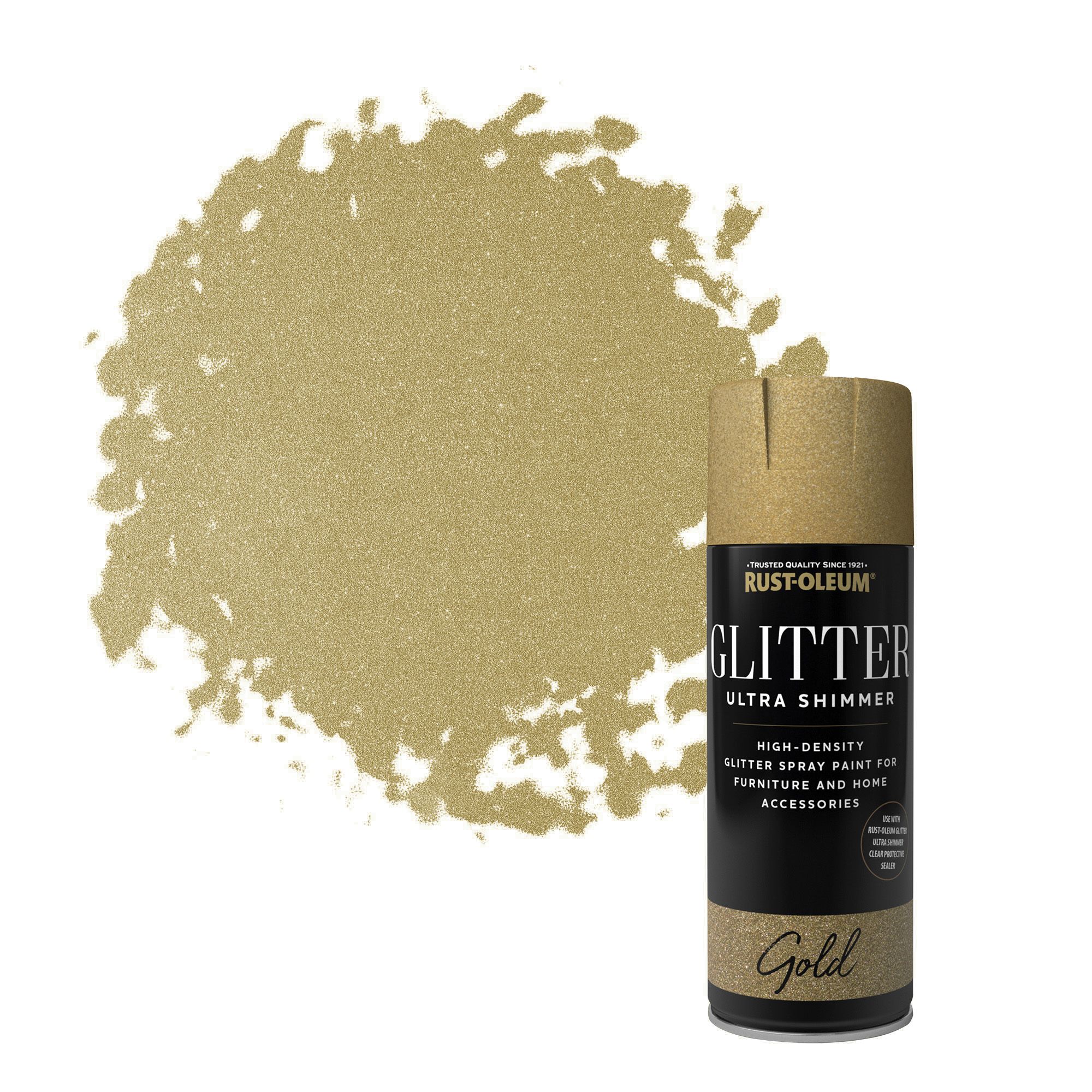 Rust-Oleum Ultra Shimmer Gold Gloss Glitter effect Multi-surface Topcoat Spray paint, 400ml
