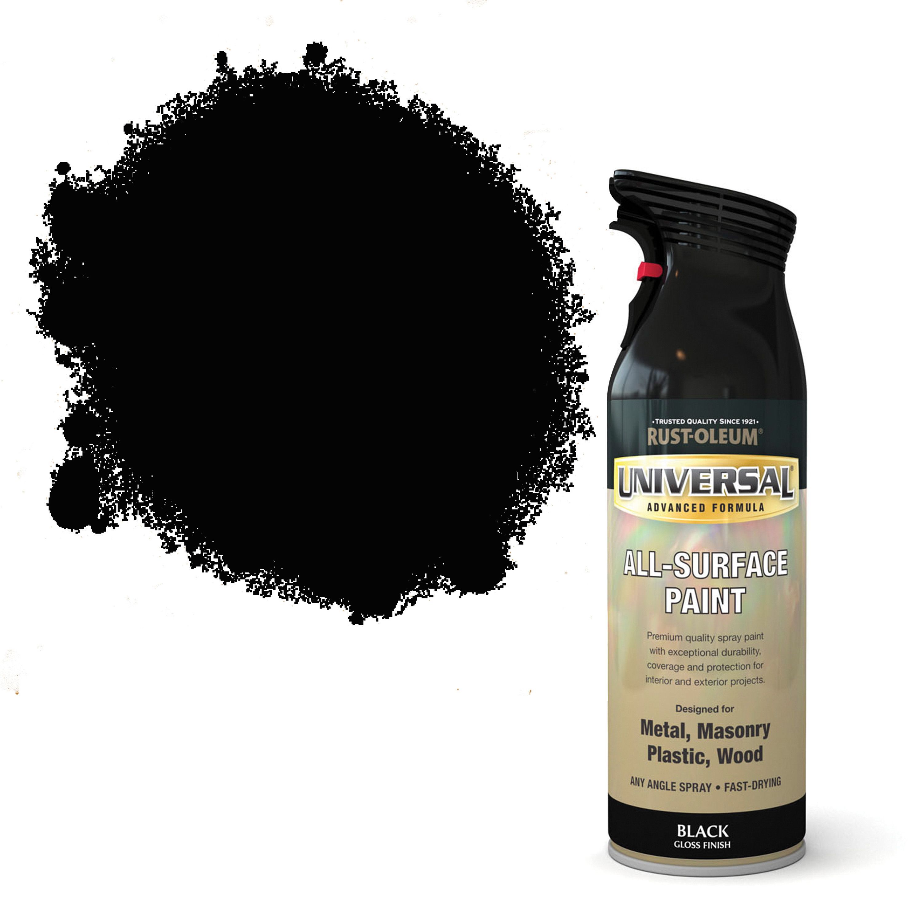 Rust-Oleum Universal Spray Paint, Gloss Black - 12 oz spray can