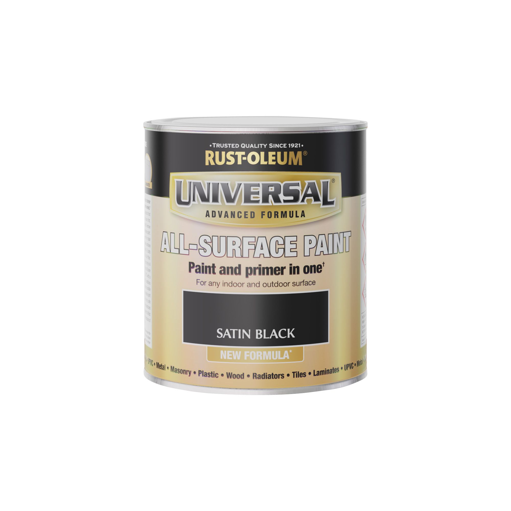 Rust-Oleum Universal Black Satin Multi-surface Topcoat Paint, 750ml Tin