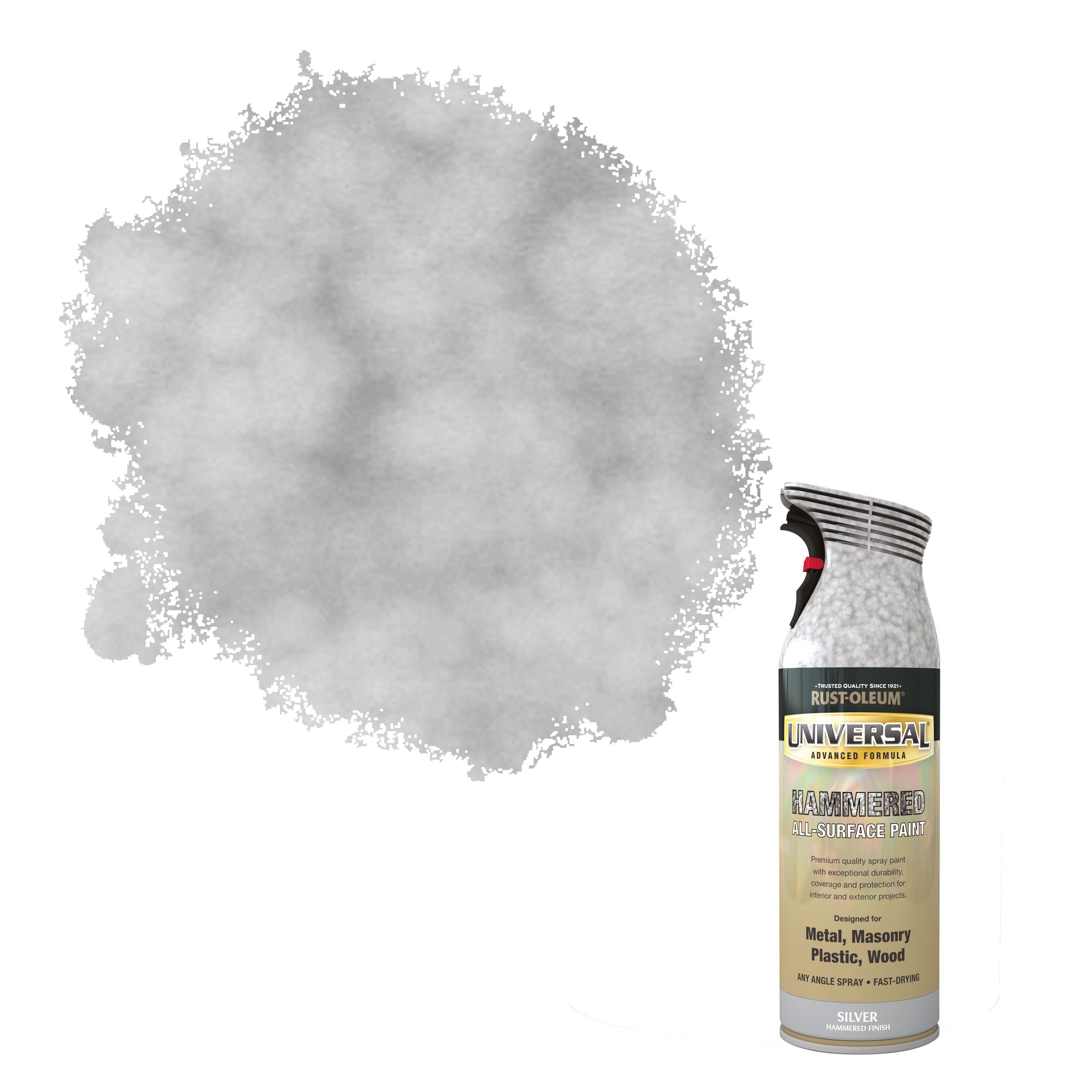 Rust-Oleum Universal Silver hammered effect Multi-surface Spray paint, 400ml