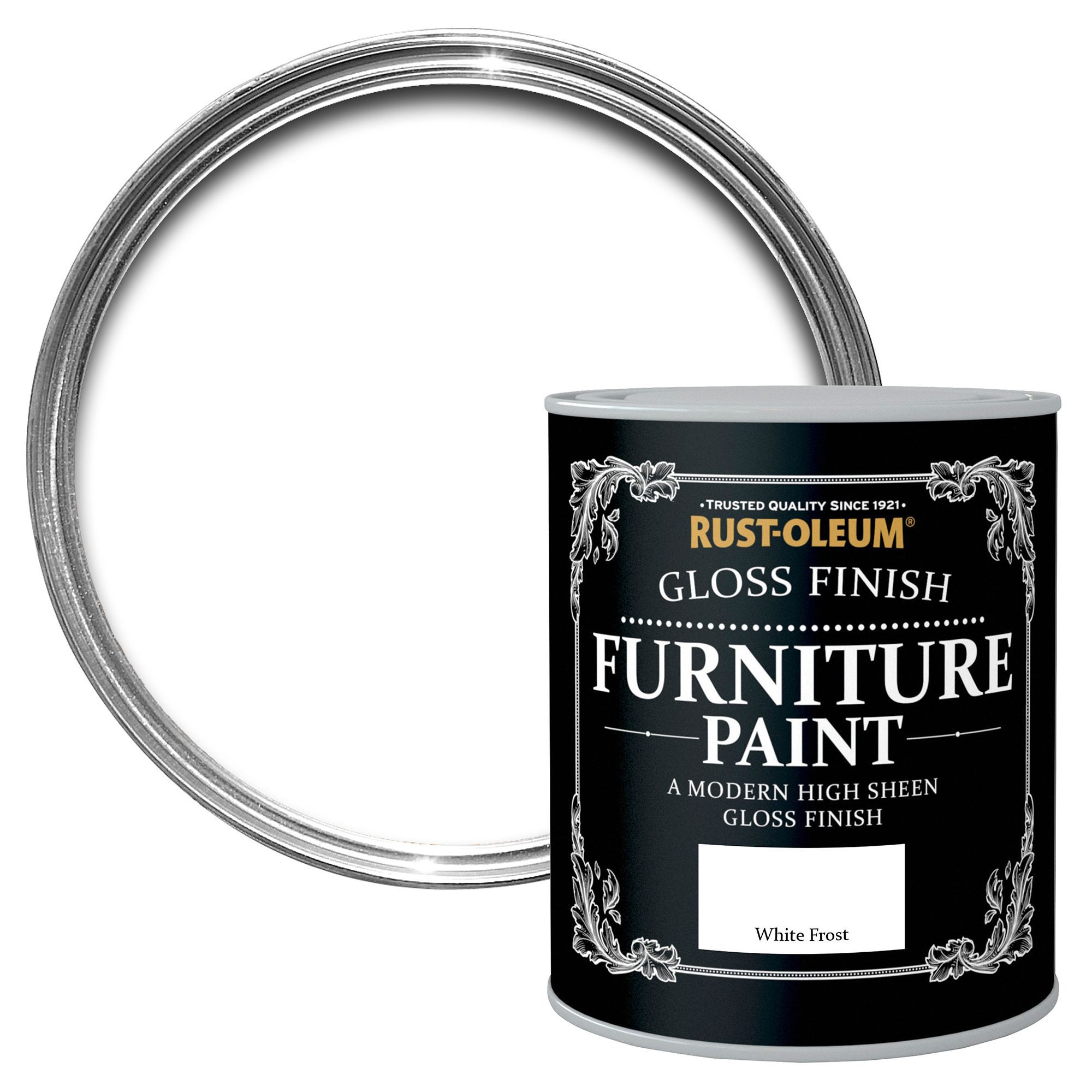 RustOleum White frost Gloss Furniture paint 125 ml DIY at B&Q