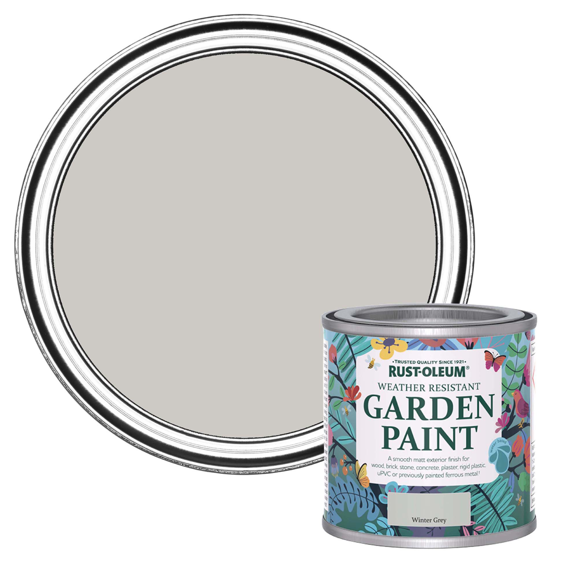 Rust-Oleum Winter Grey Matt Multi-surface Exterior Topcoat Paint, 125ml Tin