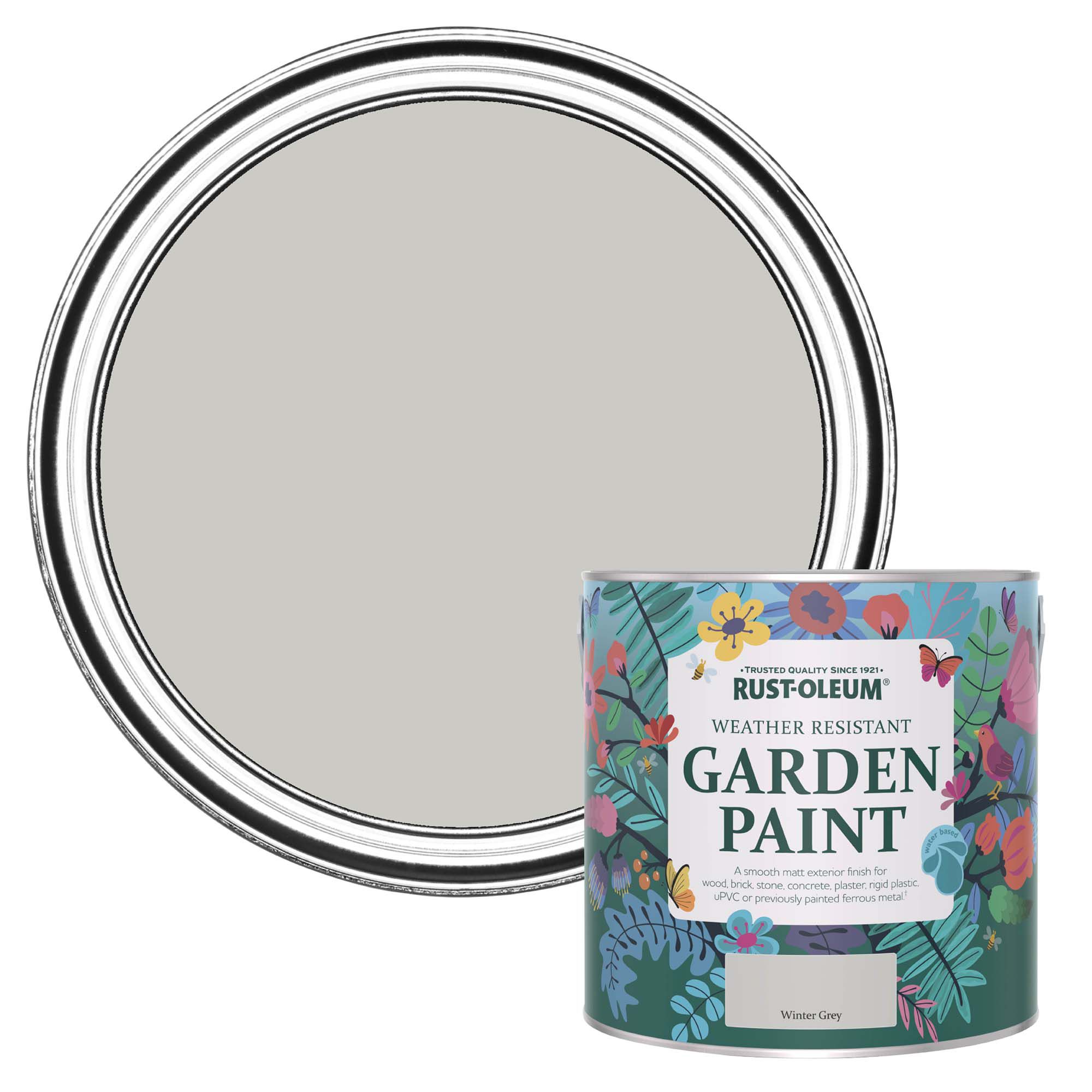 Rust-Oleum Winter Grey Matt Multi-surface Garden Paint, 2.5L Tin