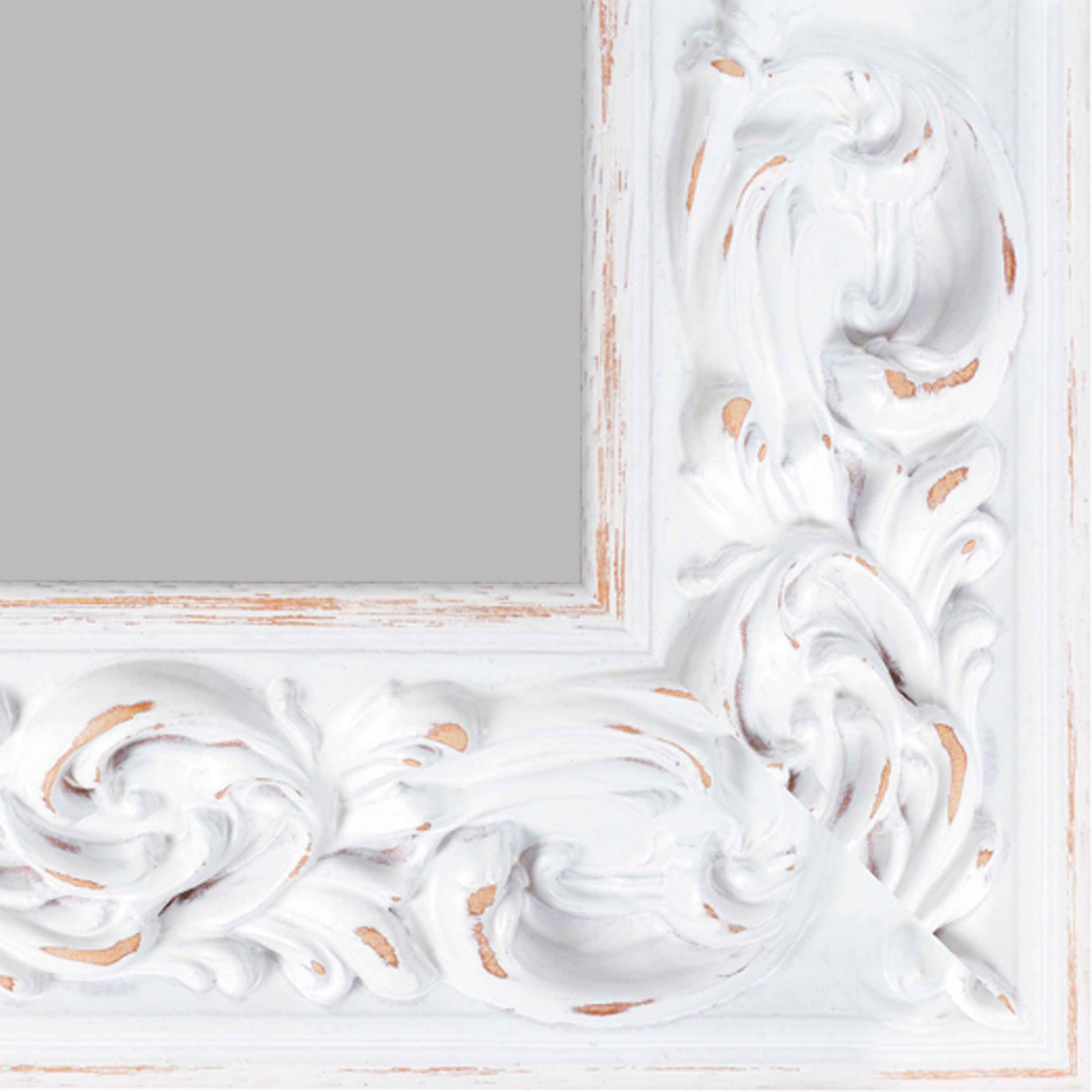 Rustic White Rectangular Wall-mounted Framed Mirror, (H)83cm (W)63cm