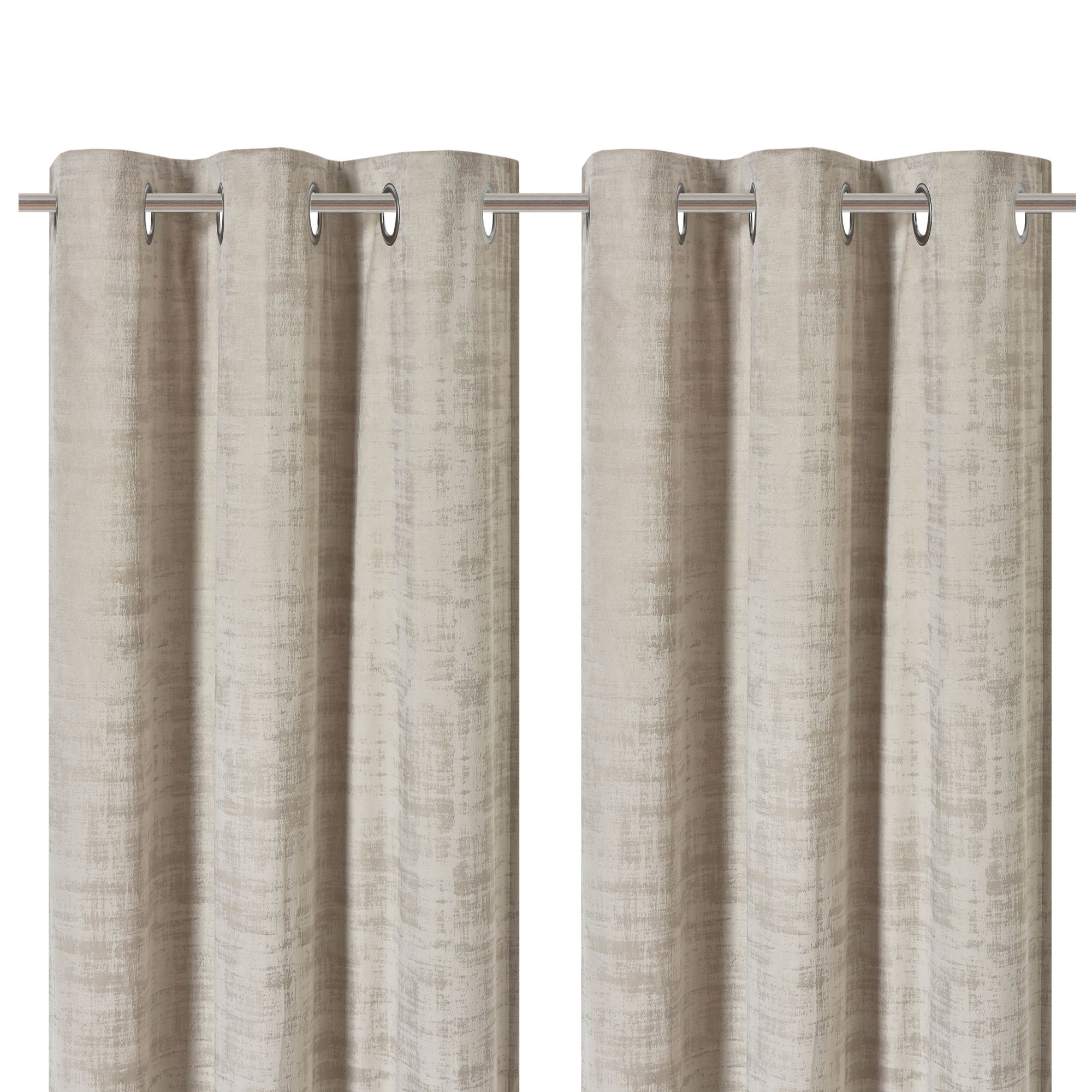 Ruvor Beige Plain woven Lined Eyelet Curtain (W)117cm (L)137cm, Pair