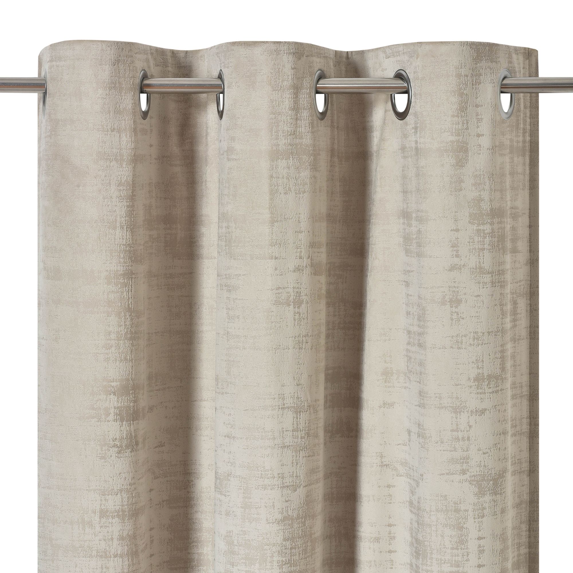 Ruvor Beige Plain woven Lined Eyelet Curtain (W)167cm (L)228cm, Pair