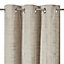 Ruvor Beige Plain woven Lined Eyelet Curtain (W)228cm (L)228cm, Pair
