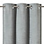 Ruvor Light grey Plain woven Lined Eyelet Curtain (W)117cm (L)137cm, Pair