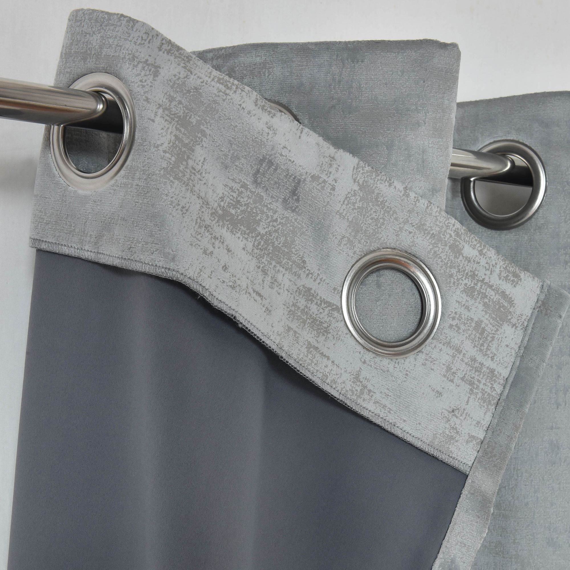 Ruvor Light grey Plain woven Lined Eyelet Curtain (W)167cm (L)228cm, Pair