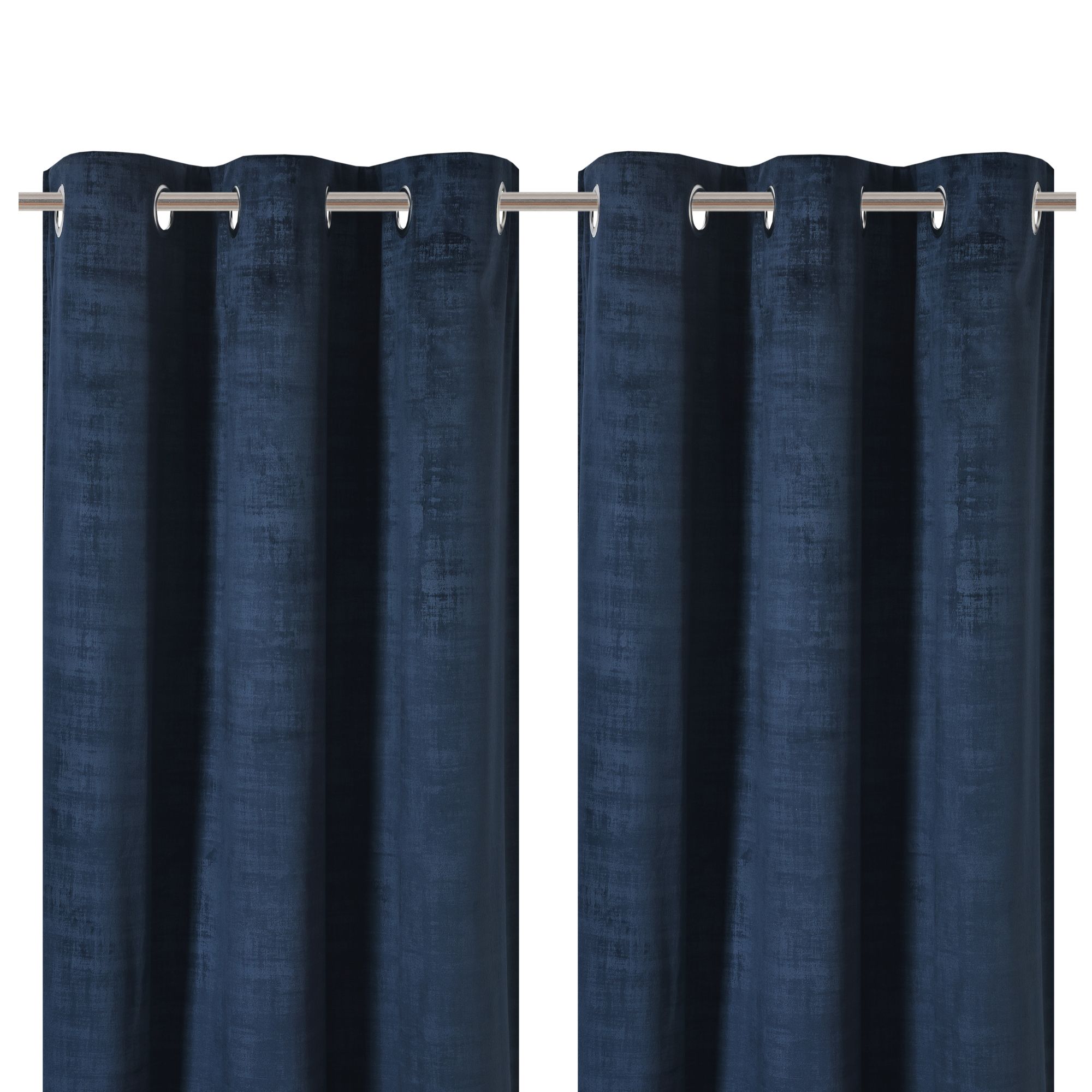 Ruvor Navy Plain woven Lined Eyelet Curtain (W)117cm (L)137cm, Pair