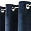Ruvor Navy Plain woven Lined Eyelet Curtain (W)117cm (L)137cm, Pair