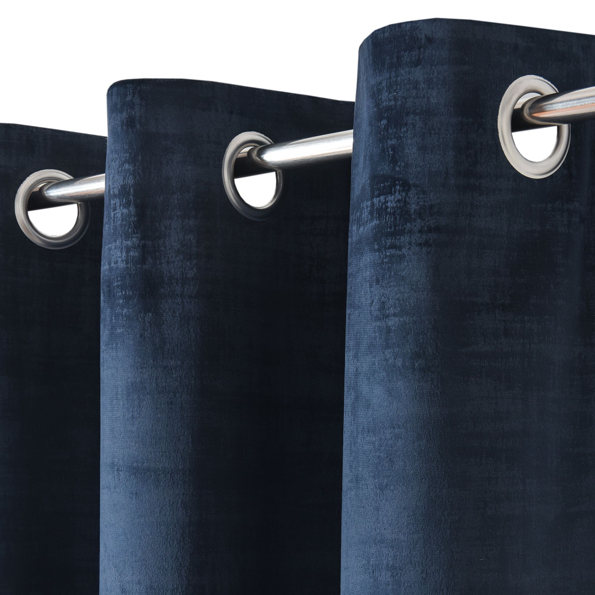 Ruvor Navy Plain woven Lined Eyelet Curtain (W)167cm (L)183cm, Pair
