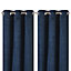 Ruvor Navy Plain woven Lined Eyelet Curtain (W)167cm (L)228cm, Pair