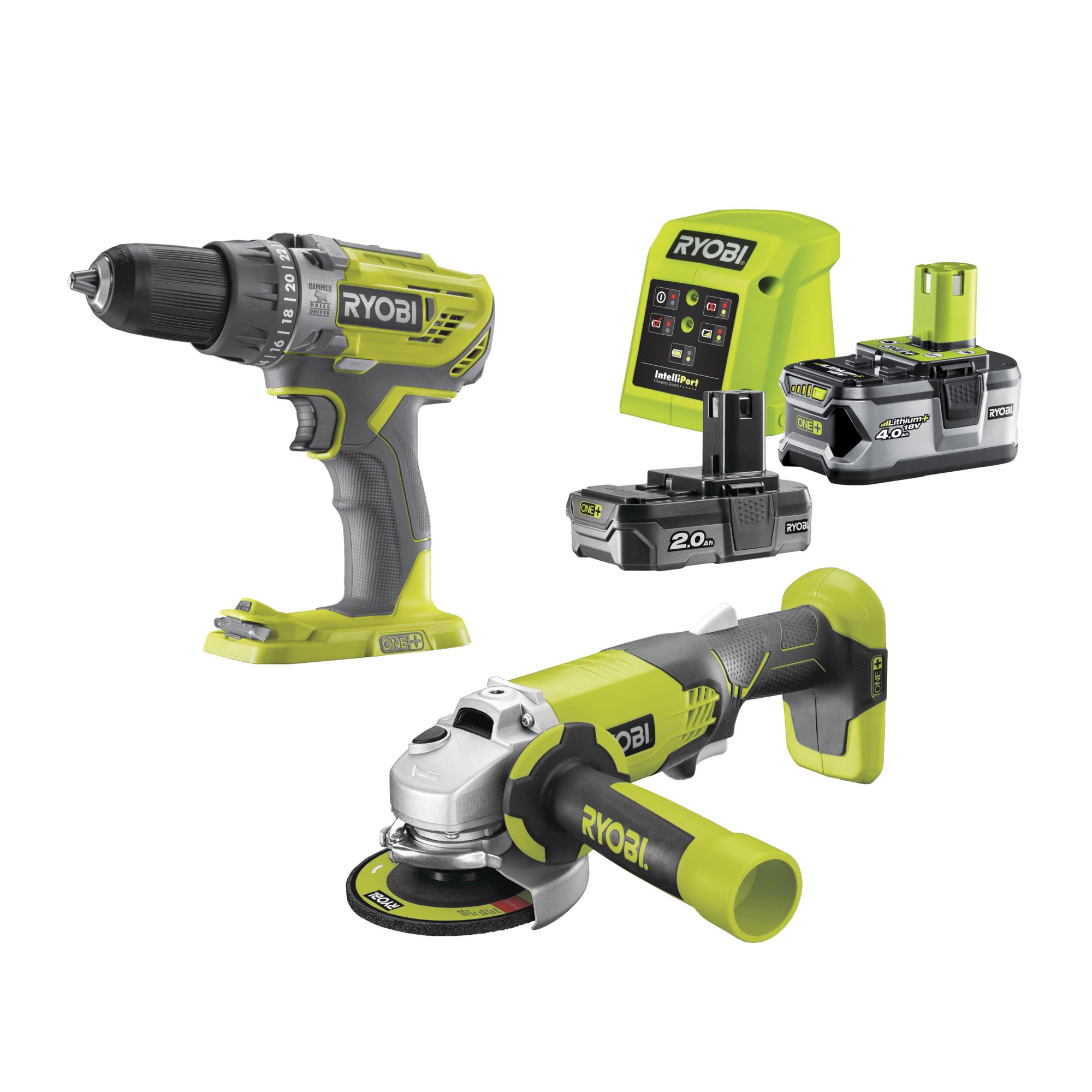 Ryobi 18V 2 Li-ion One+ Cordless Power tool kit RCK182H-242S