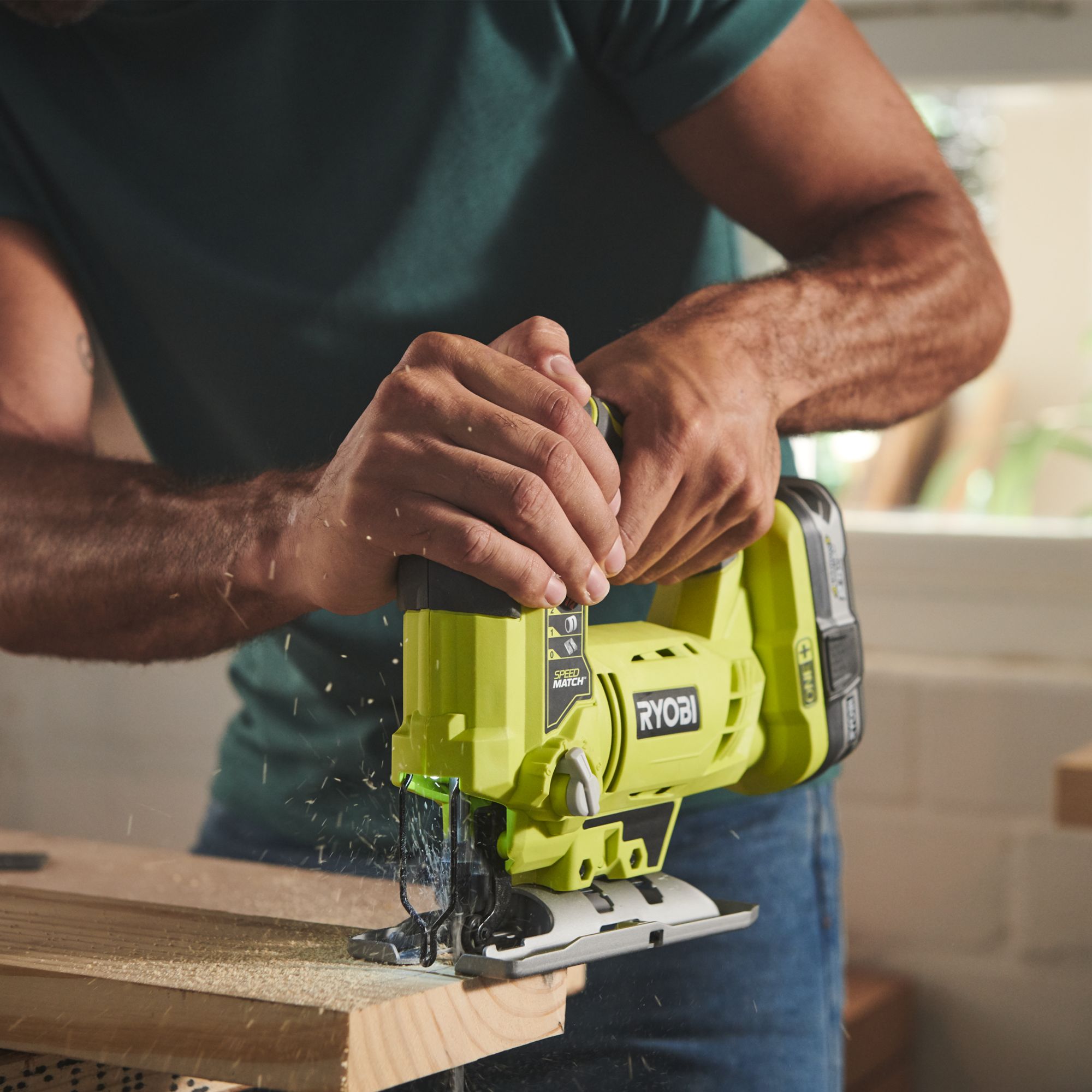 Ryobi 18V Li-ion One+ Cordless Combi drill & jigsaw (2 x 2Ah) - RCK182K-220S