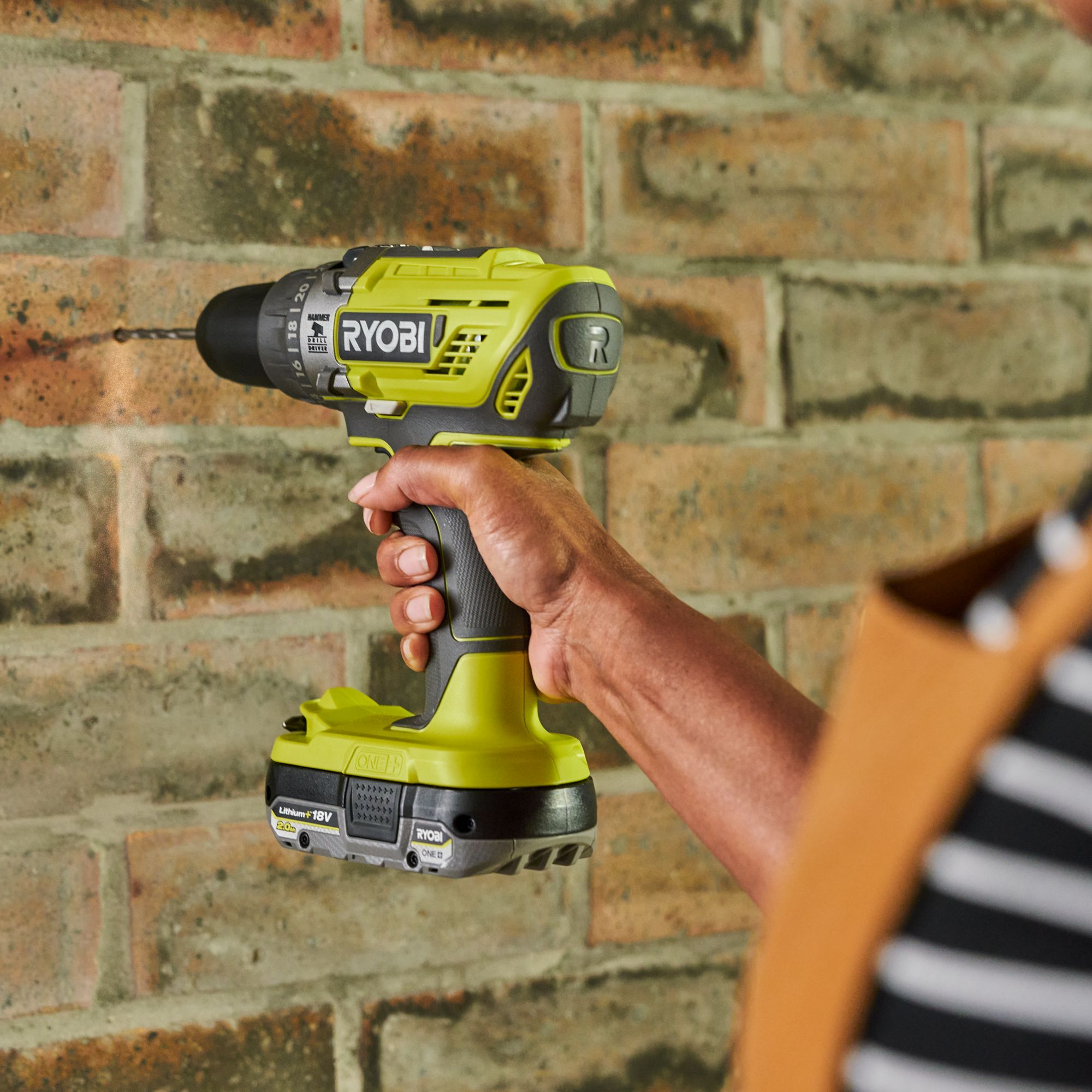 Ryobi 18V Li-ion One+ Cordless Combi drill & jigsaw (2 x 2Ah) - RCK182K-220S