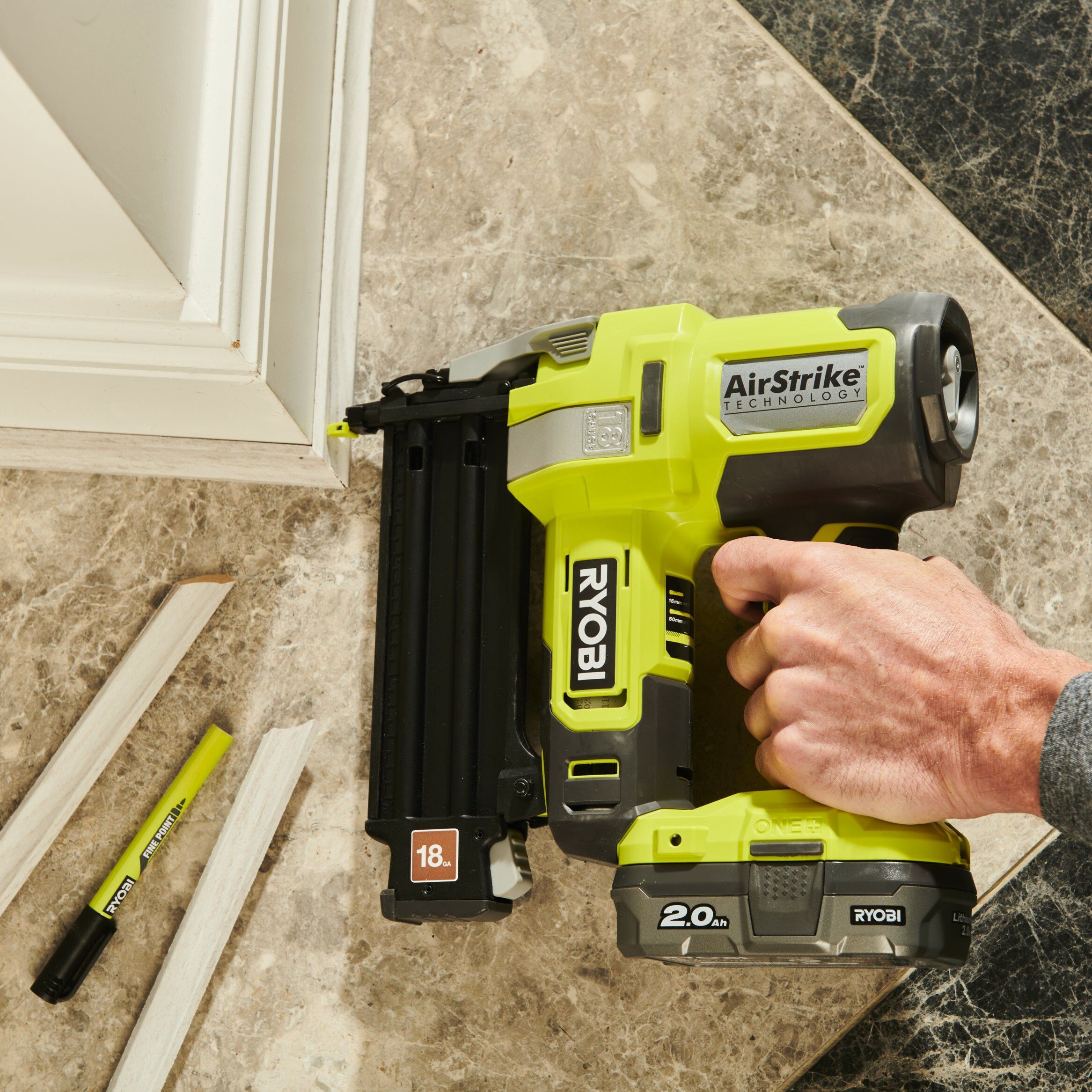 Ryobi 18V ONE+ Li-ion 50mm Second fix Cordless 18 gauge Nail gun (Bare ...