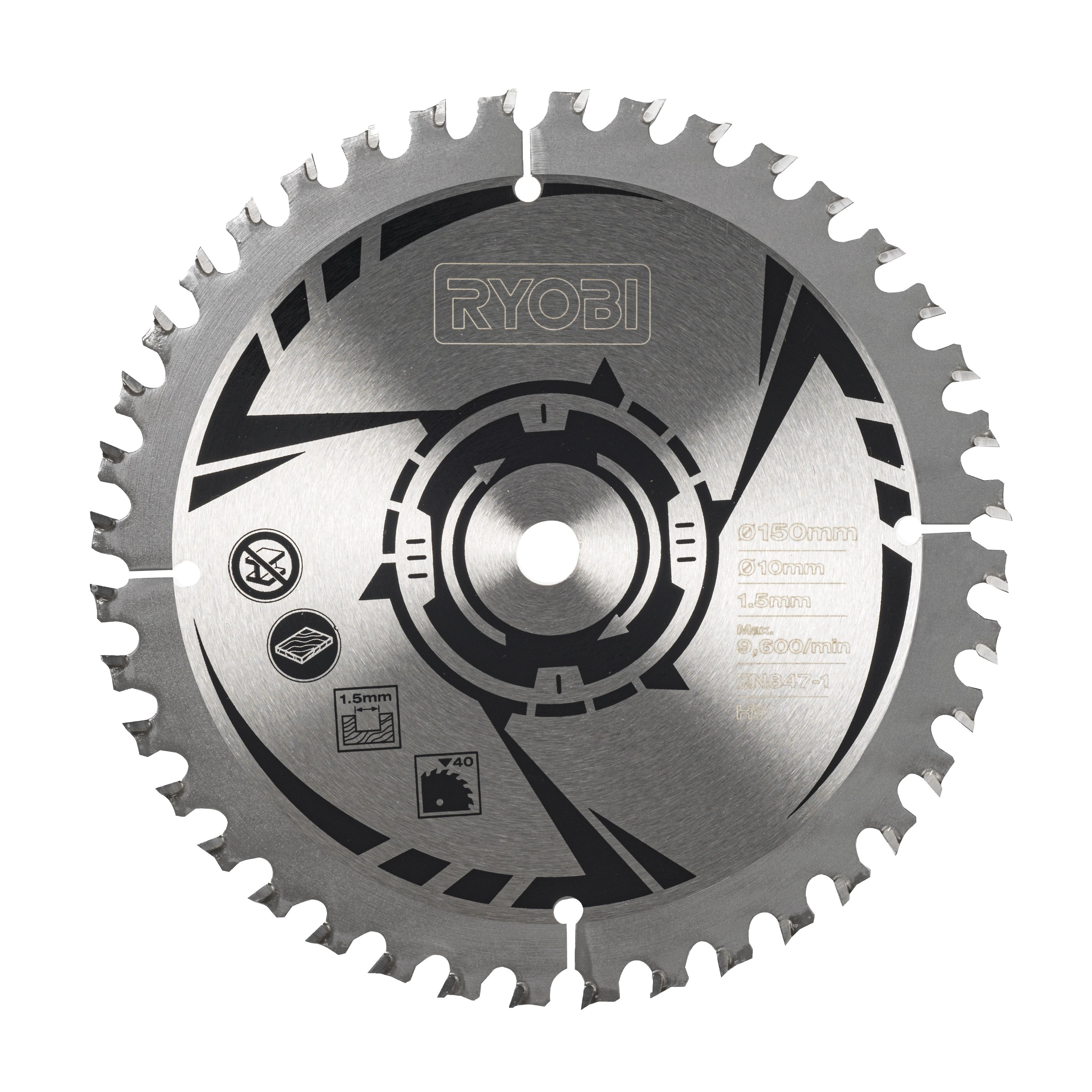 Ryobi 40T Circular saw blade Dia 150mm DIY at B Q