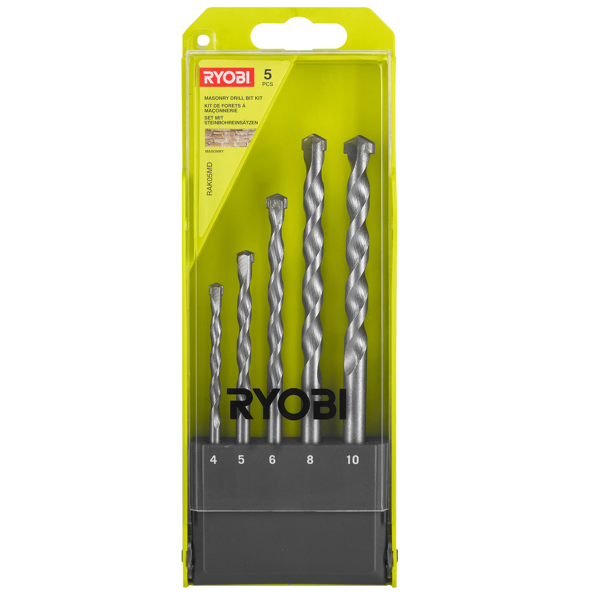 Ryobi 5 piece Straight Masonry Drill bit set - RAK05MDB