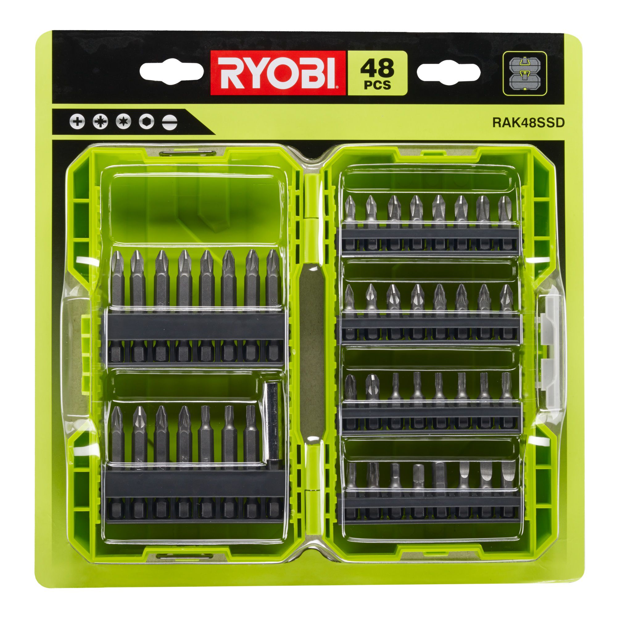 Ryobi Mixed Screwdriver bits, Set of 48 DIY at B&Q