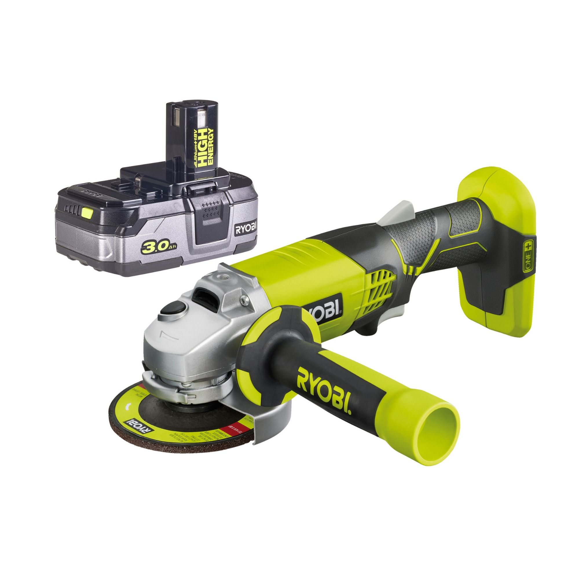 Ryobi ONE+ 18V 3Ah 115mm Cordless Angle 