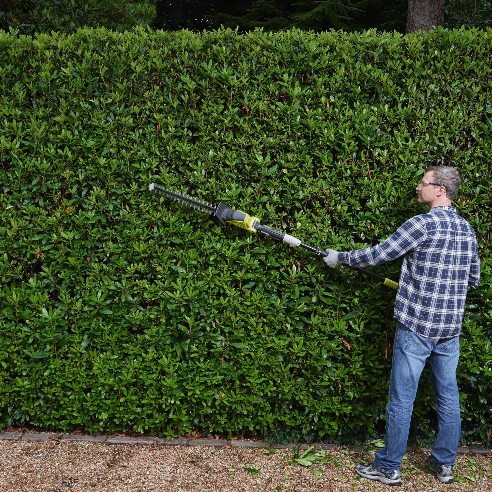 Ryobi extended reach hedge trimmer hot sale