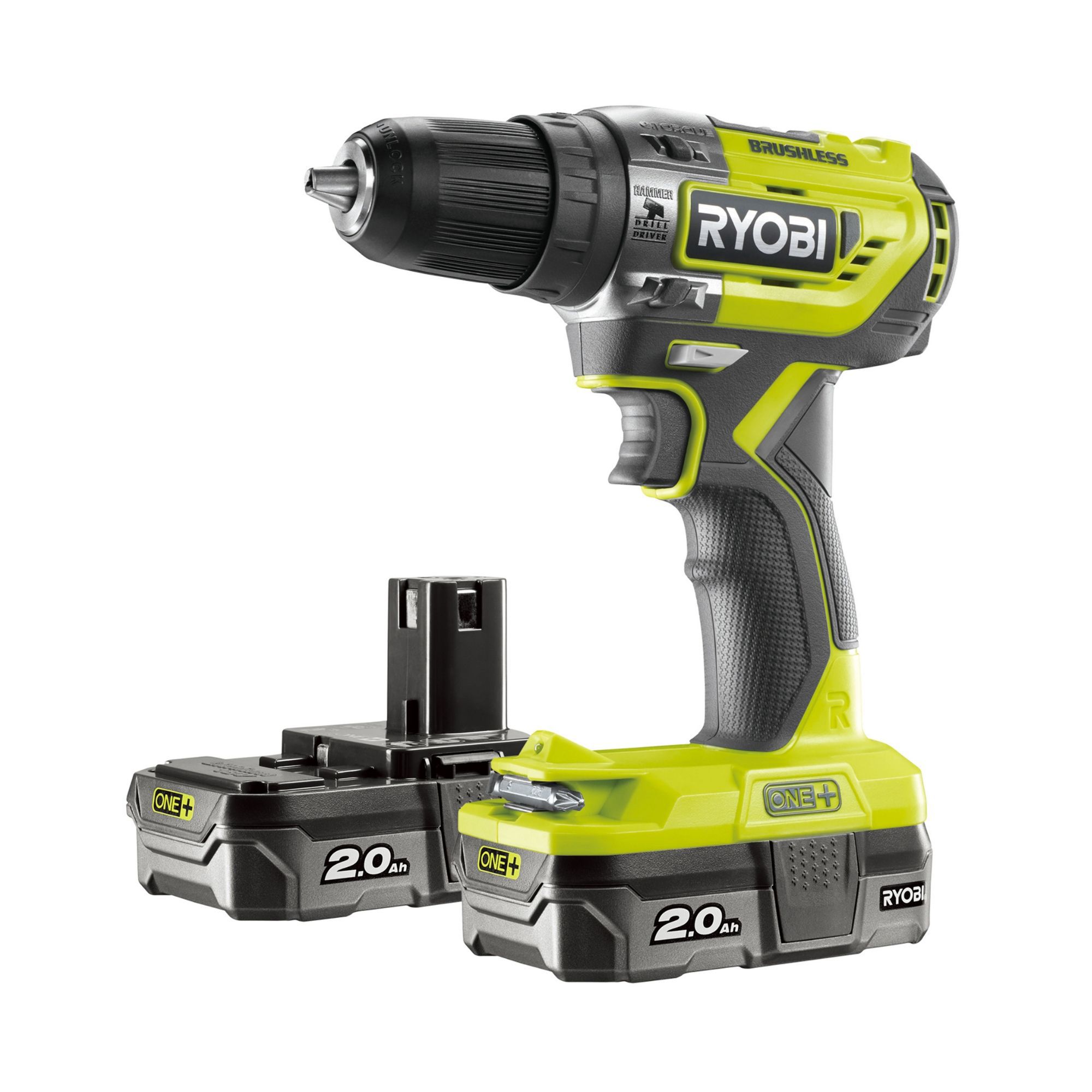 Ryobi ONE+ 18V Li-ion Brushless Cordless Combi drill (2 x 2Ah) - R18PD5-220S