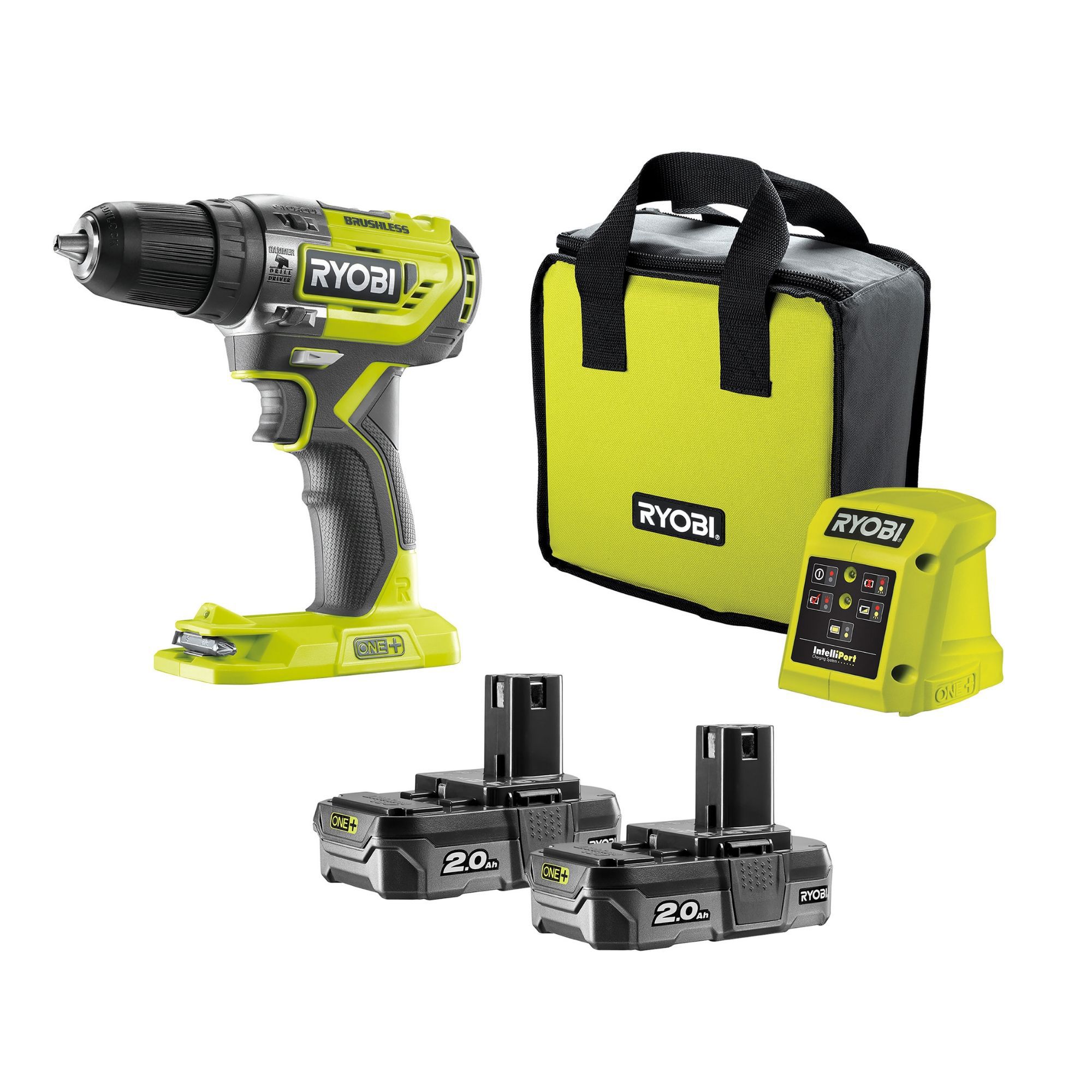 Ryobi ONE+ 18V Li-ion Brushless Cordless Combi drill (2 x 2Ah) - R18PD5-220S
