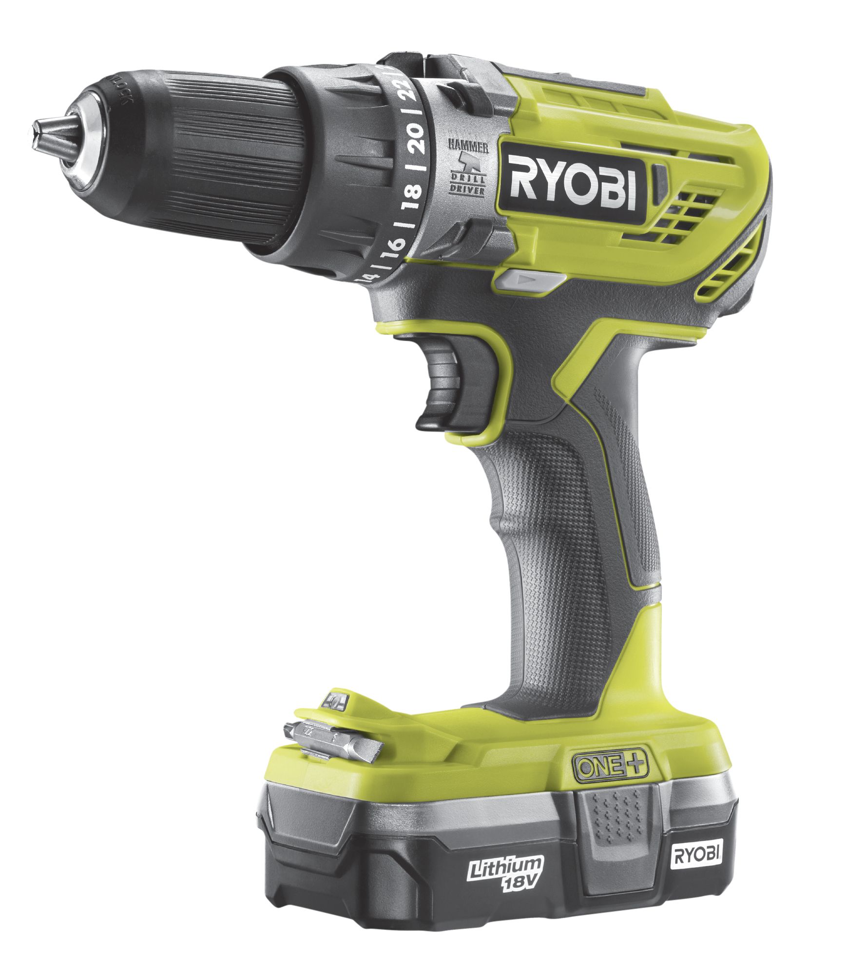 Ryobi ONE+ 18V Li-ion Cordless Combi drill (1 x 1.3Ah) - R18PD3-113G