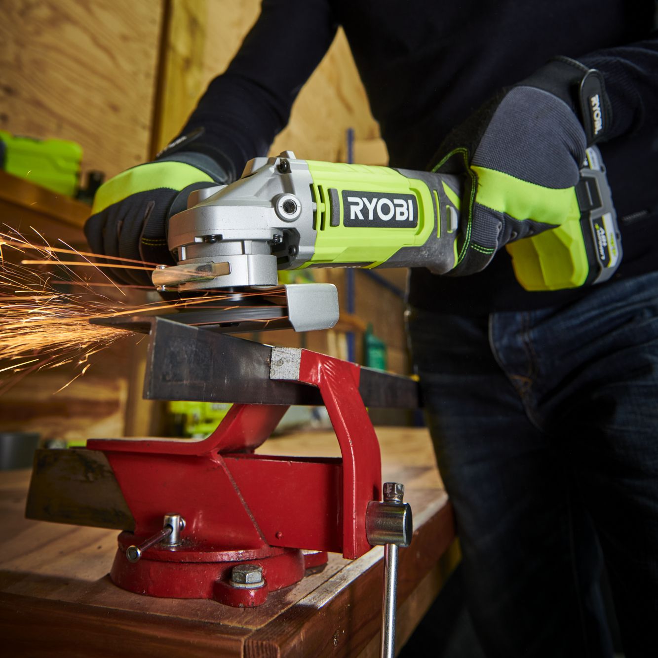 Ryobi ONE+ 18V One+ 115mm Brushed Cordless Angle grinder (Bare Tool) - RAG18115-0
