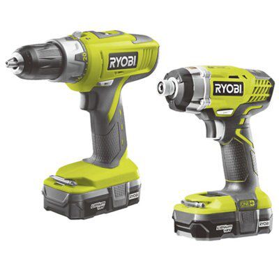 Ryobi ONE+ Li-ion Cordless Combi drill & impact driver (2 x 1.3Ah) - R18CK2A-LL13F
