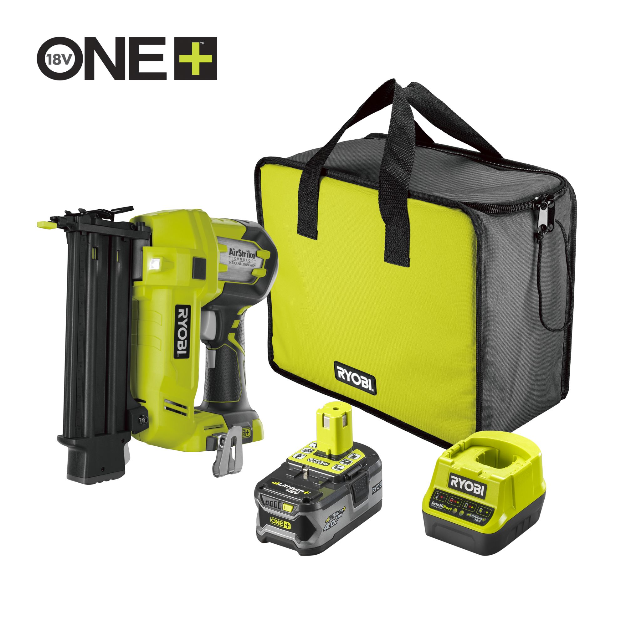 Ryobi One Plus 18V 50mm 1 x 4Ah Li-ion One+ First fix Cordless Straight Nail gun R18N18G-140SK