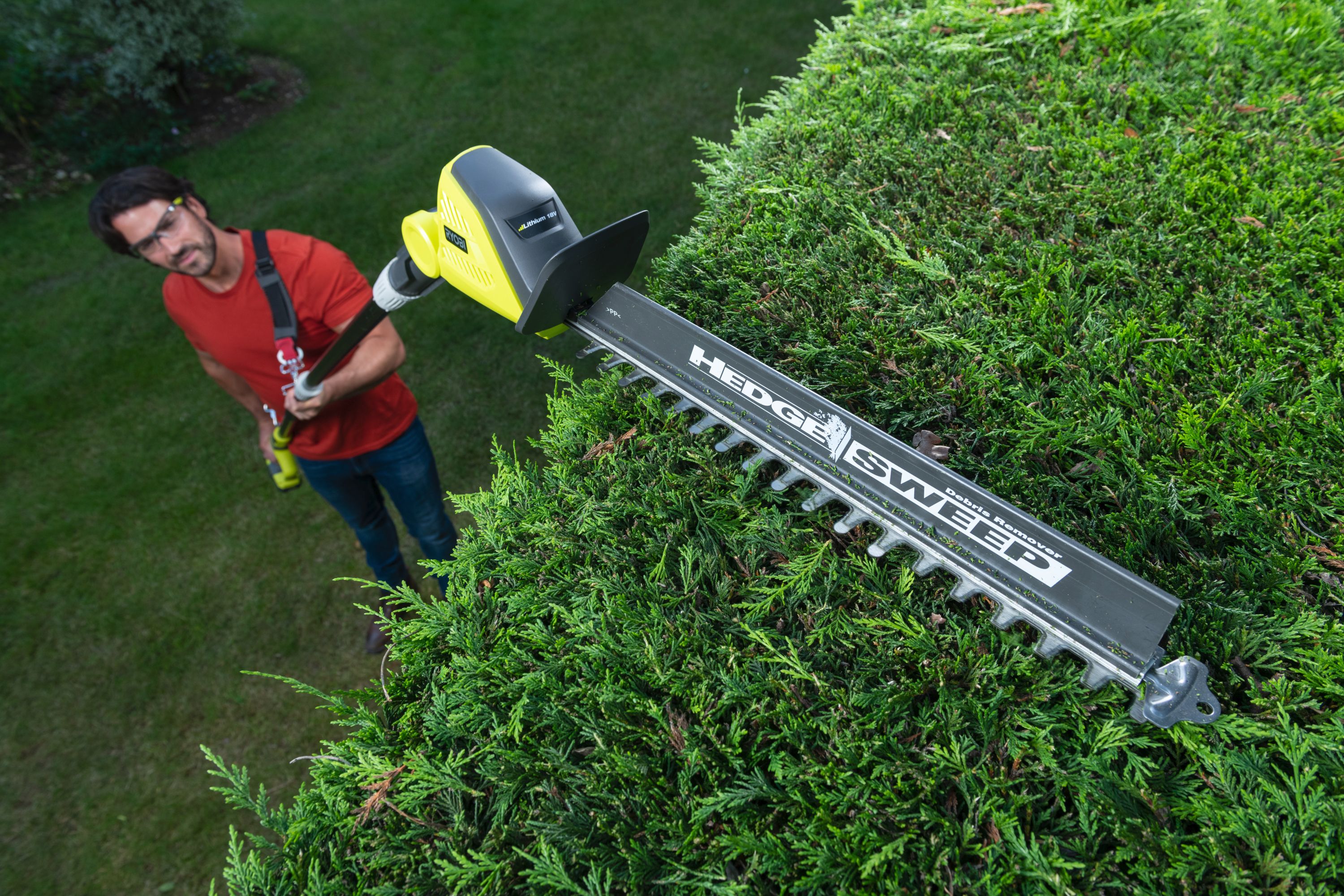 Ryobi one+ 18v opt1845 best sale cordless pole hedge trimmer