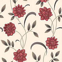 Sadie Cream & red Floral Wallpaper