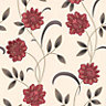 Sadie Cream & red Floral Wallpaper