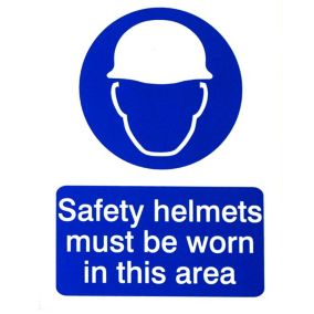 Safety helmets must be worn PVC Safety sign, (H)200mm (W)150mm
