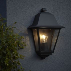 sagwon Fixed Matt Black Mains-powered Outdoor Half wall light