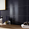 Salerna Black Gloss Linear Ceramic Wall Tile, Pack of 17, (L)25mm (W)40mm