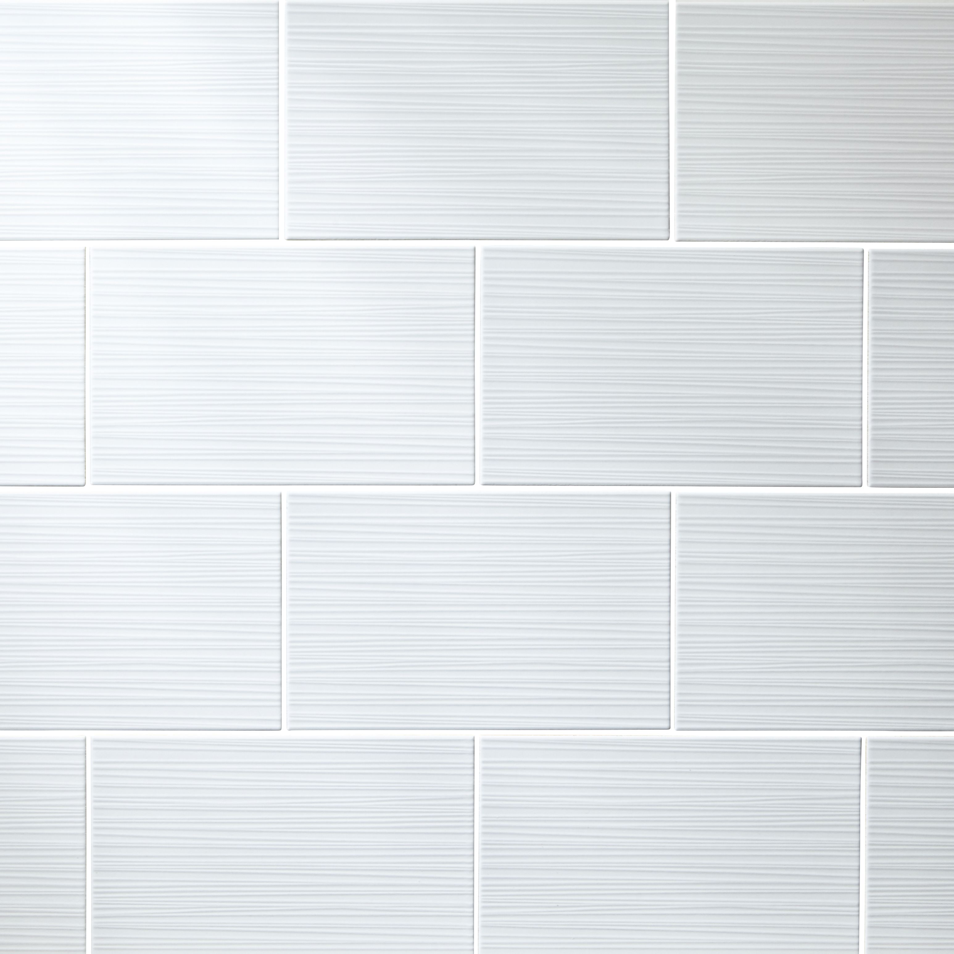 Salerna White Gloss Flat Ceramic Indoor Wall tile, Pack of 10, (L)402.4mm (W)251.6mm